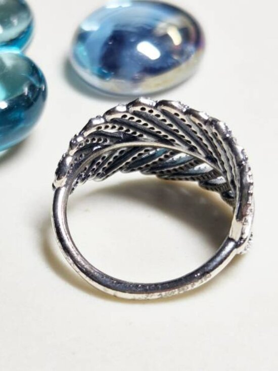 Authentic Pandora Sterling Silver Light As A Feather Ring CZ Jewelry - Picture 6 of 6